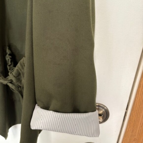 NEW COLDWATER CREEK CLASSIC OLIVE LAYERED ASYMETRICAL LINED JACKET. SZ/ XL (18) - Picture 3 of 4